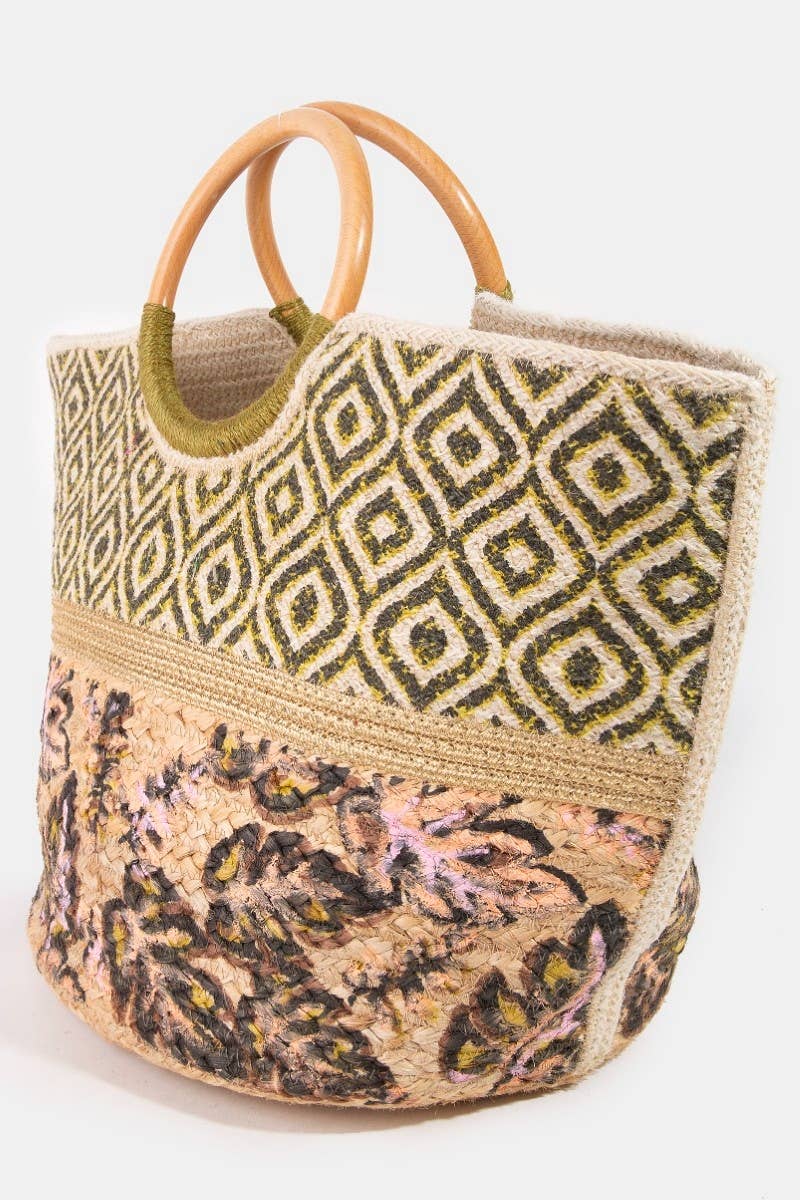 Multi Pattern Jute Tote Bag