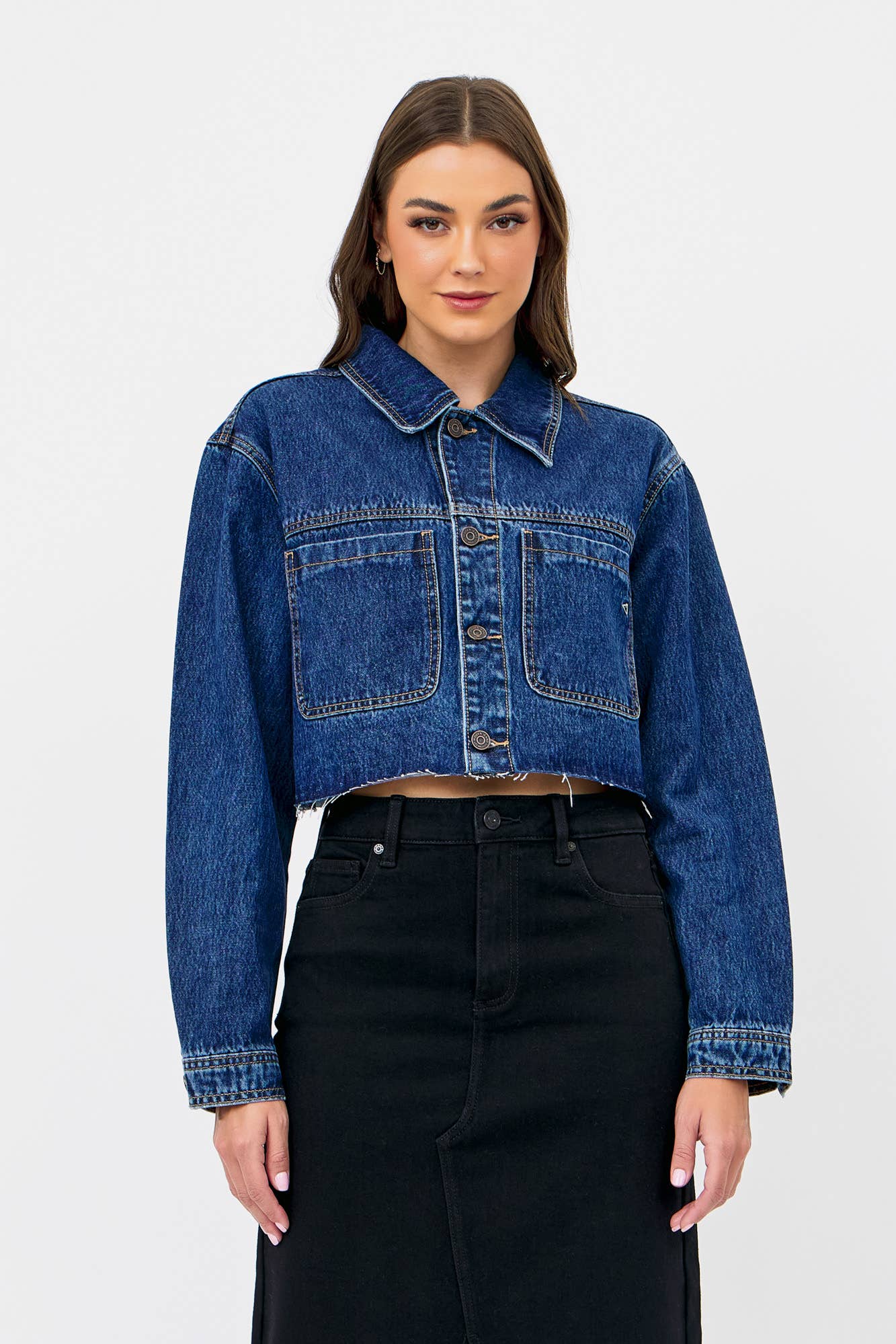 Dark Wash Cropped Denim Jacket