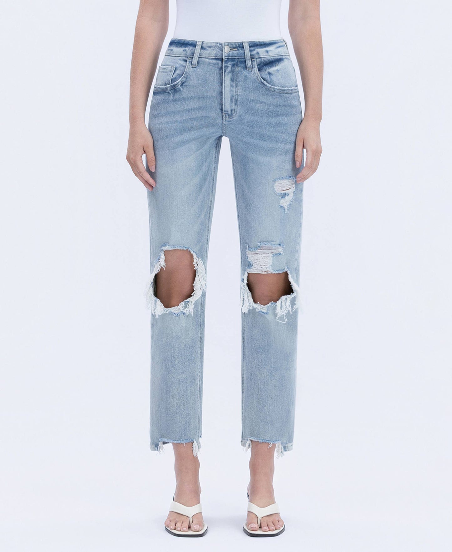 High Rise Distressed Dad Jeans