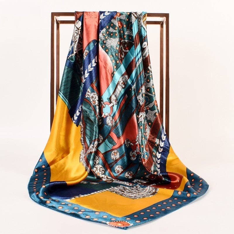 Abstract Belt Printed Satin Scarf
