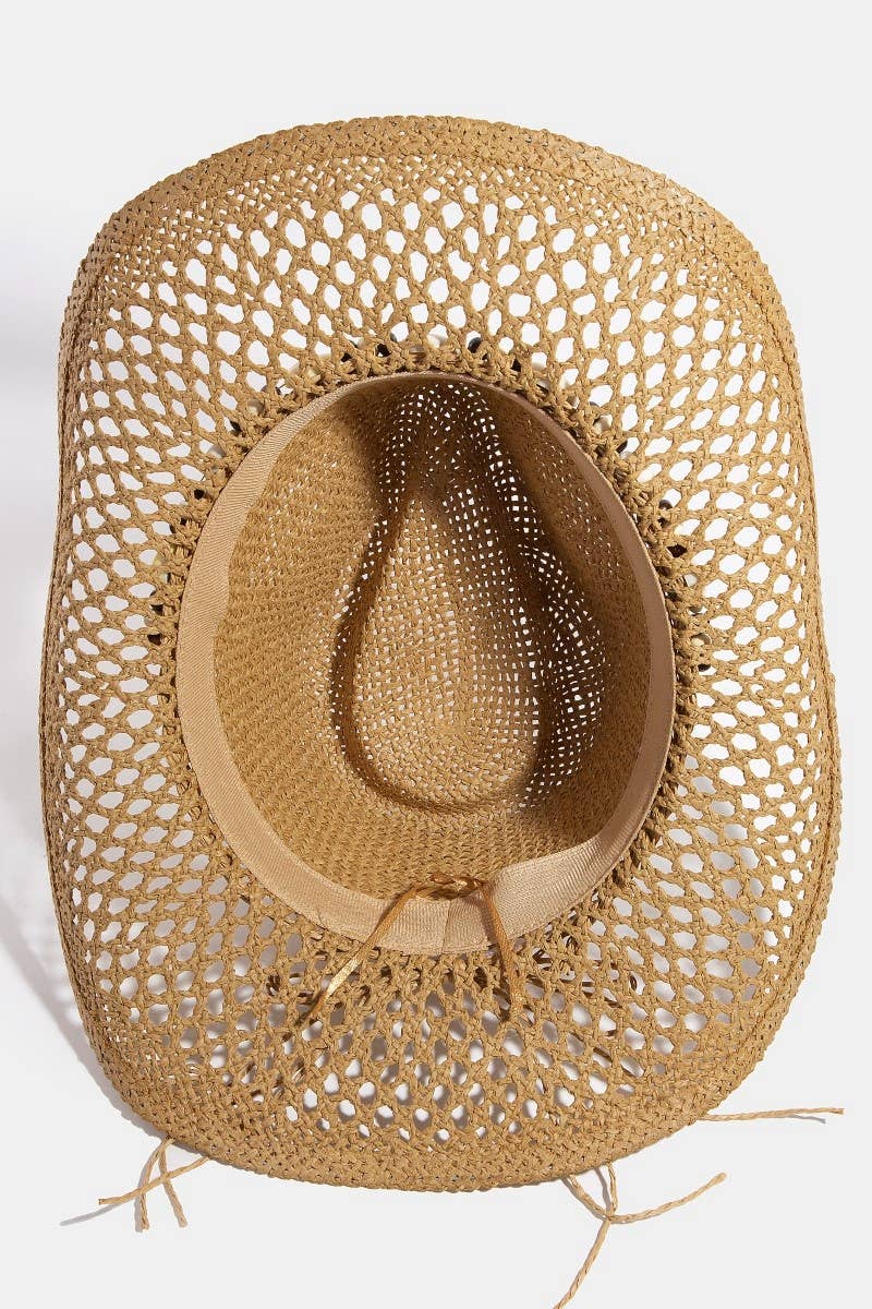 Puka Shell And Beads Straw Cowboy Hat