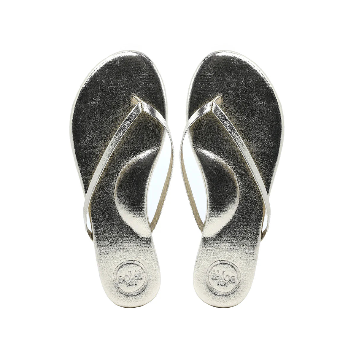 Gold Faux Leather Flip Flops