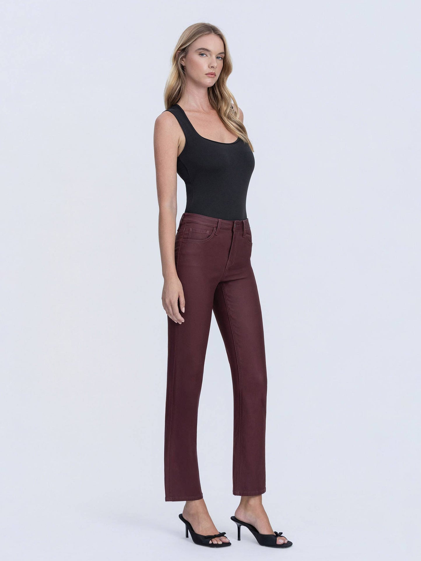 Burgundy Coated Jeans
