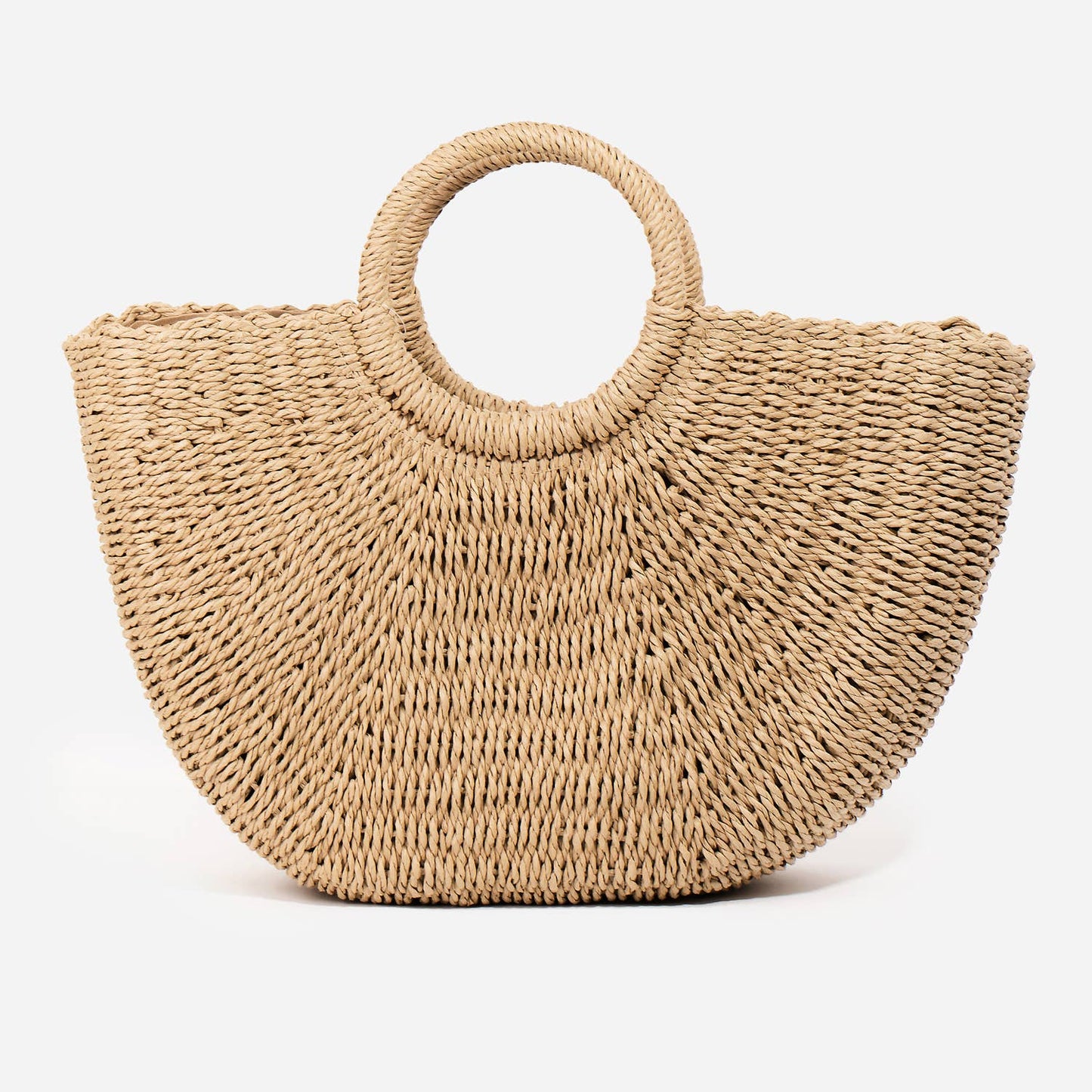 Half Moon Straw Tote Bag