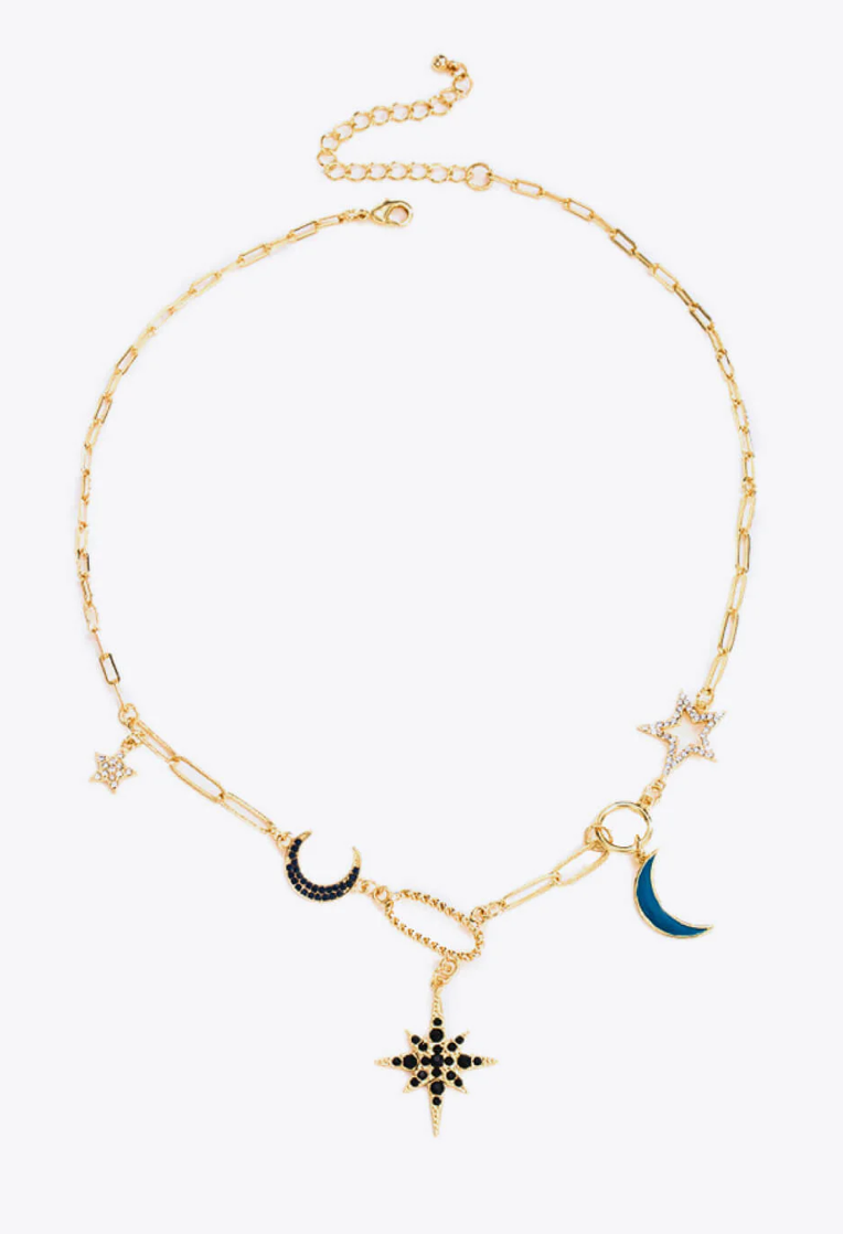 Celestial Moon and Stars Charm Necklace