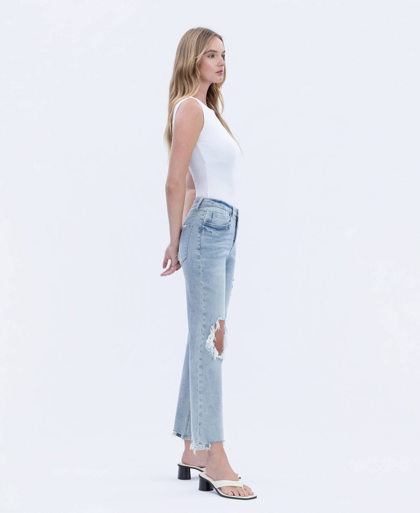 High Rise Distressed Dad Jeans
