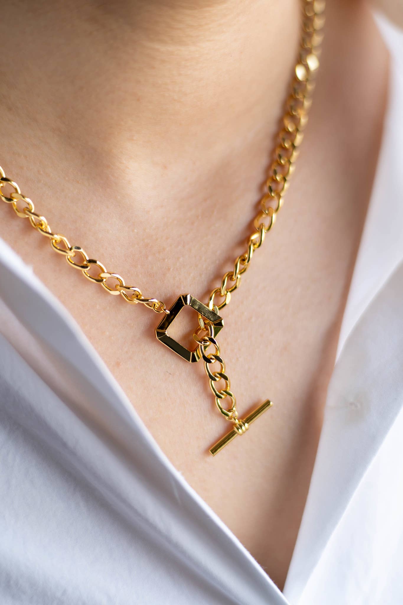Square Toggle Closure Necklace
