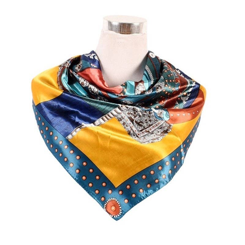 Abstract Belt Printed Satin Scarf