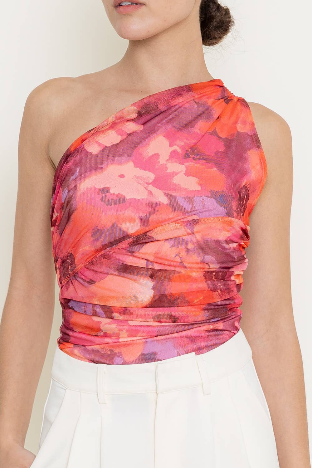 Abstract Floral One Shoulder Bodysuit