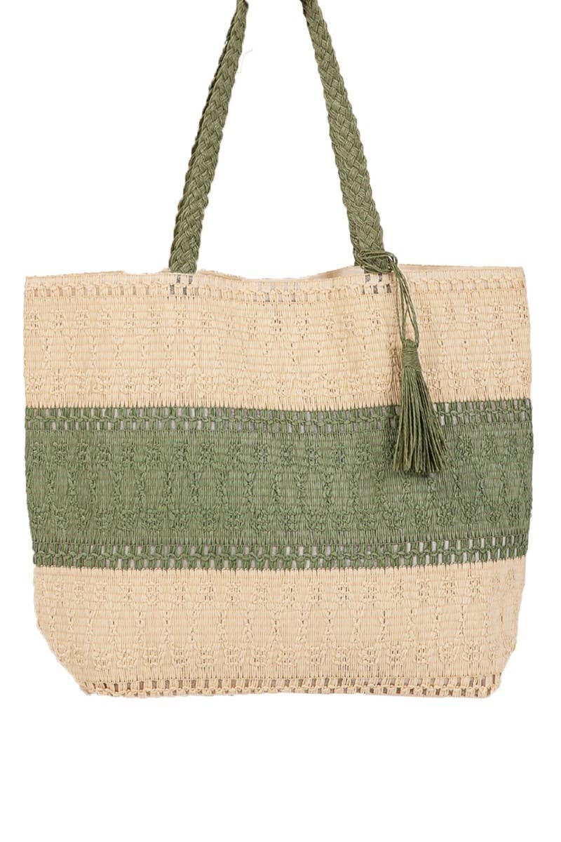 Two Tone Woven Tote Bag
