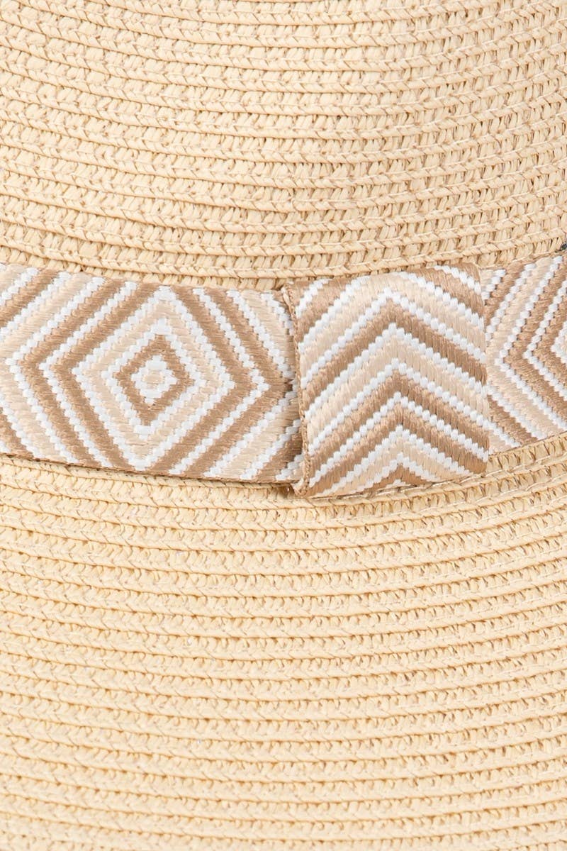 Tribal Pattern Strap Straw Hat