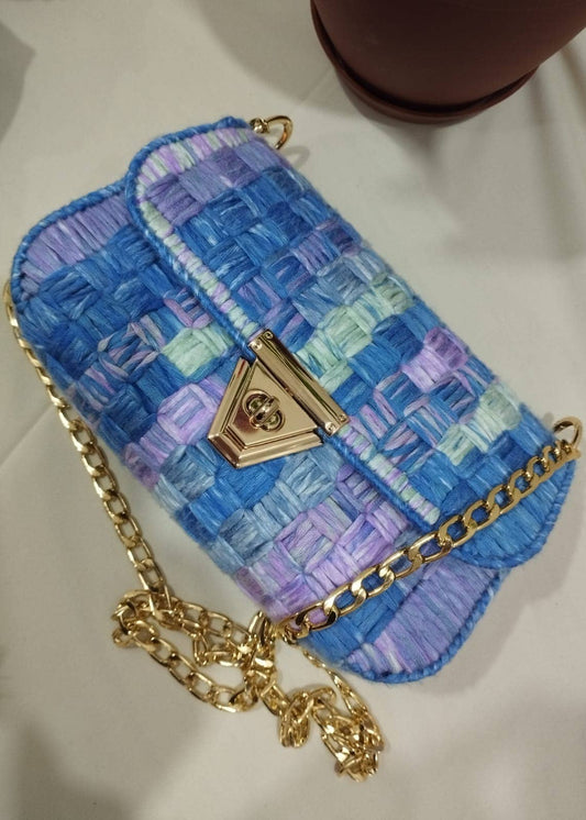 Pastel Handmade Crochet Bag with Gold Hardware