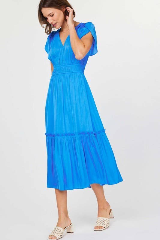 V-neck Tiered Midi Dress