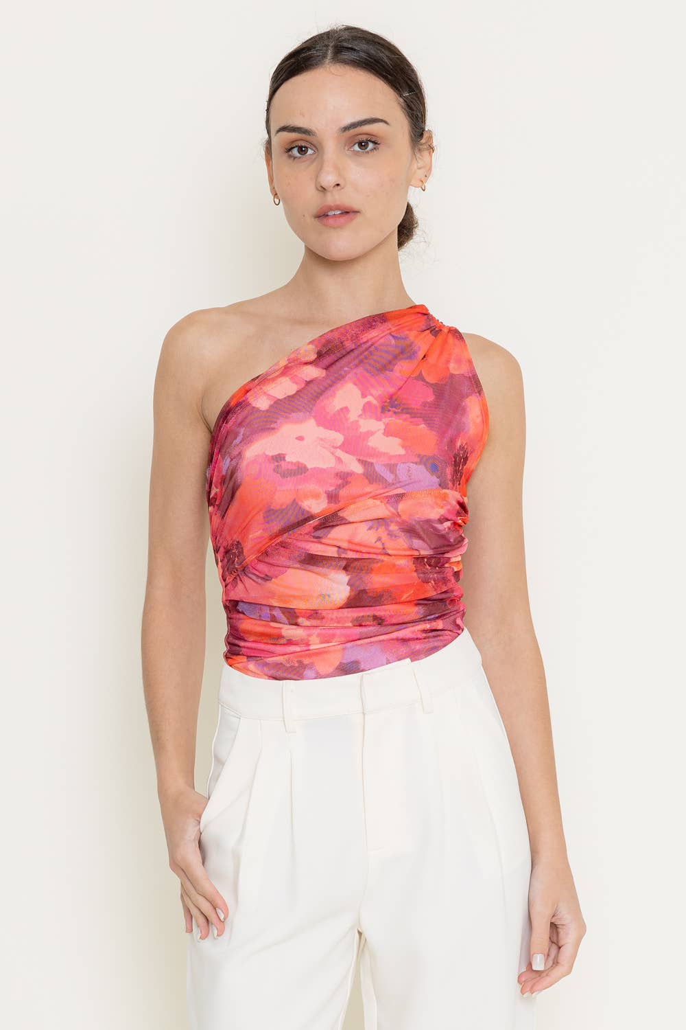 Abstract Floral One Shoulder Bodysuit