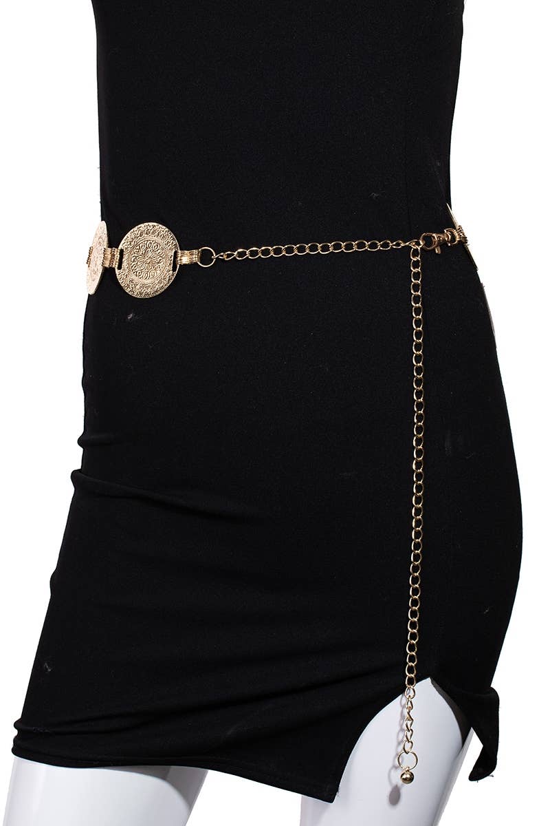Large Metallic Coin Disc Chain Belt