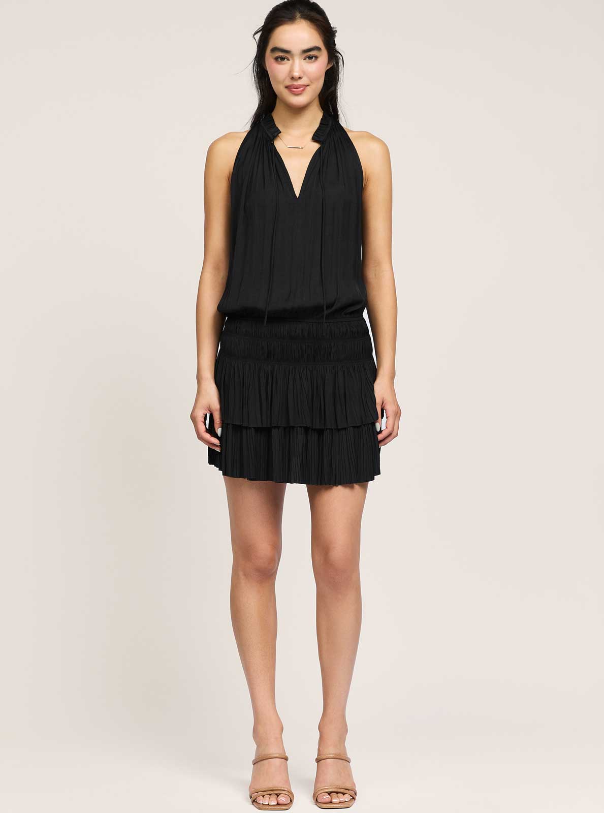 Sleeveless Pleated Mini Dress