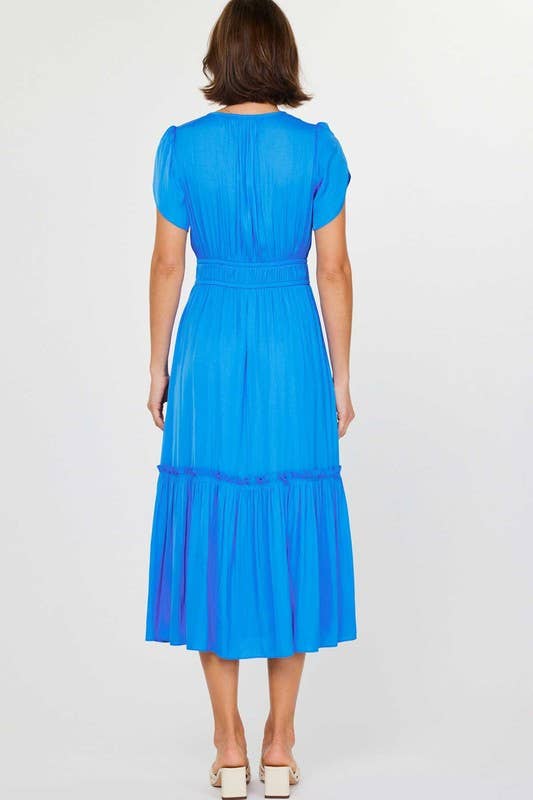 V-neck Tiered Midi Dress