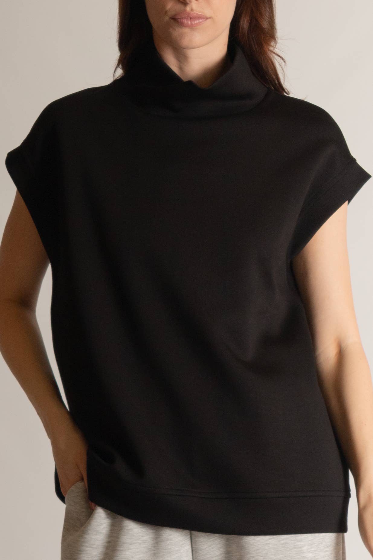 Butter Modal Mock Neck Capped Sleeve Top