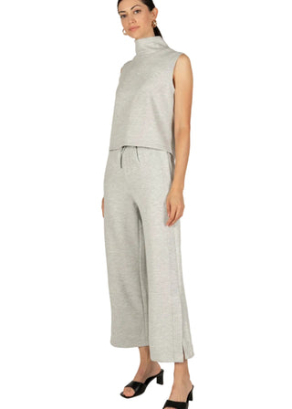 Heather Grey Butter Modal Side Binding Wide Leg Lounge Pants