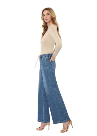 High Rise Tie Waist Wide Leg Jeans - Verte Boutique