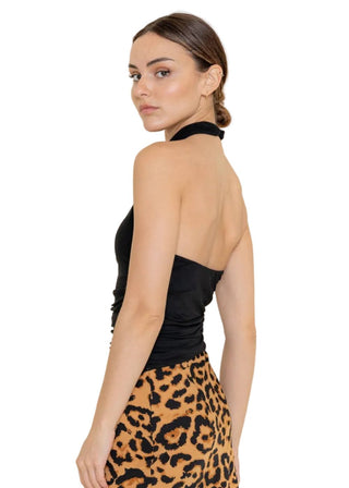 Ruched Mock Neck Halter - Verte Boutique