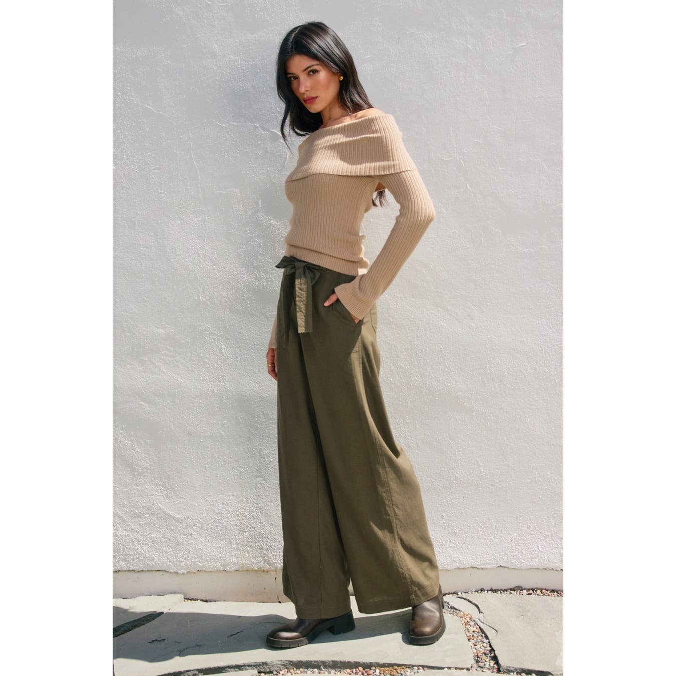 Wide Leg Belted Pants
