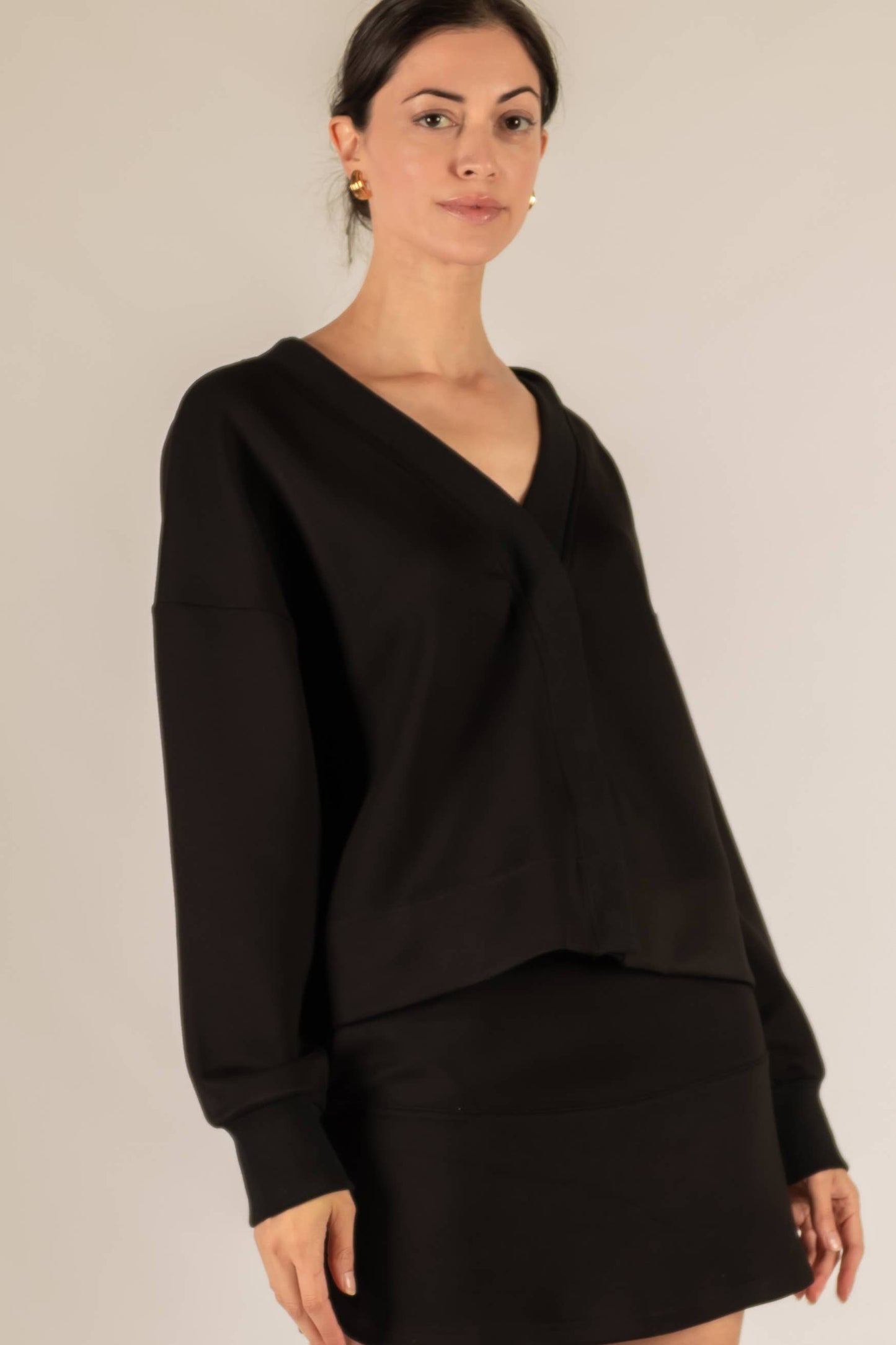 Butter Modal Rib Contrast Oversized Cropped Cardigan