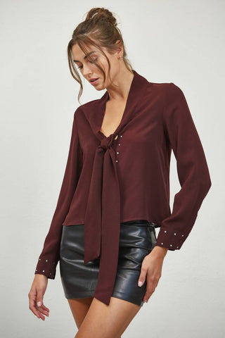 Tie Neck Woven Blouse - Verte Boutique