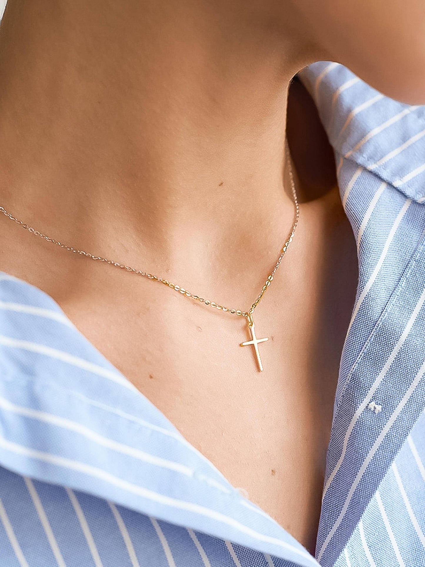 Gold Non-Tarnish Small Cross Necklace
