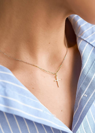 Gold Non - Tarnish Small Cross Necklace - Verte Boutique