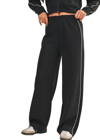 Super Soft Air Scuba Wide Leg Pants with Side Piping - Verte Boutique