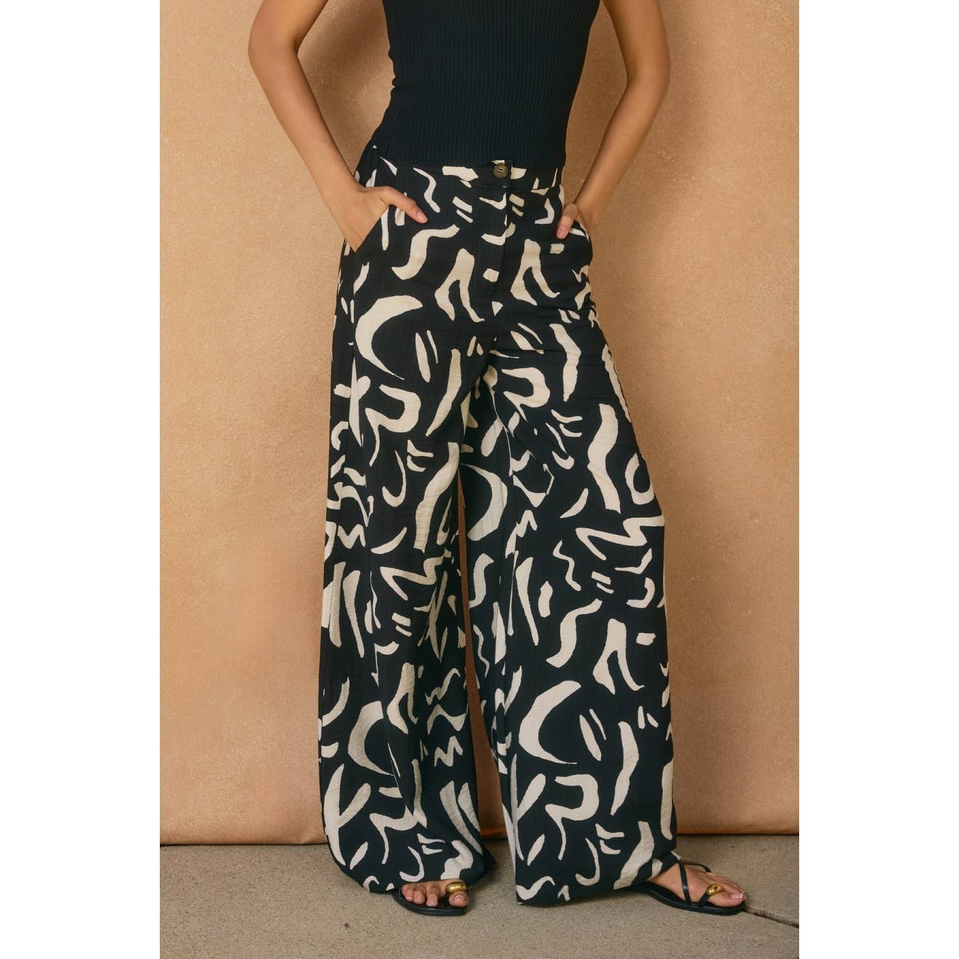 Geo Print Wide Leg Pants
