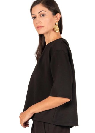 Butter Modal Overlap Back Top – Ultra - Soft Boxy 3/4 Sleeve Tee - Verte Boutique