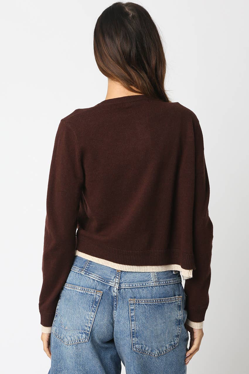 Brown Colorblock Cardigan