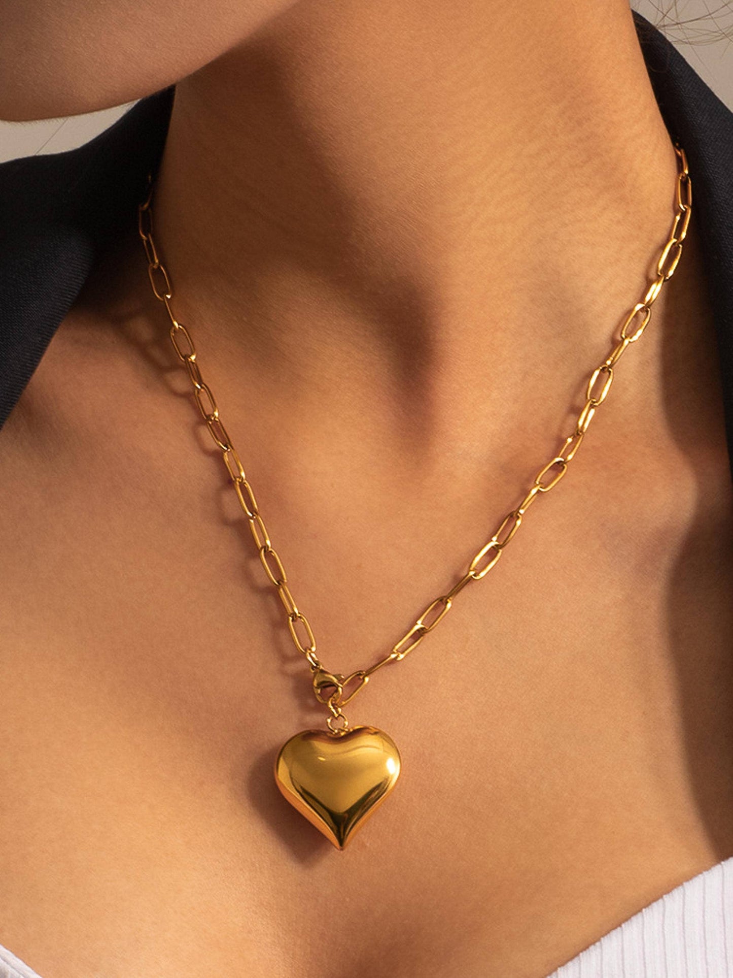 Large Heart Chain Necklace