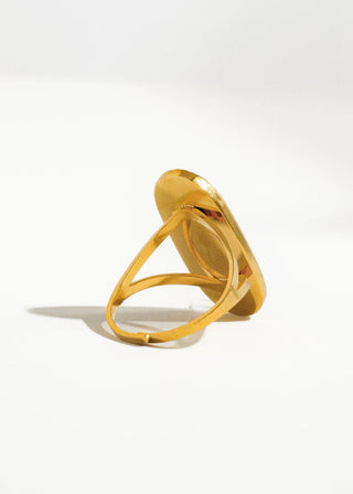 Non Tarnish Adjustable Ring with Blue Lapis Stone - Verte Boutique