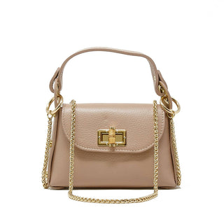 Mini Italian Leather Crossbody Bag with Bamboo Clasp - Verte Boutique