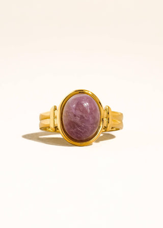 Amethyst Glow: Non - Tarnish Purple Stone Adjustable Ring - Verte Boutique