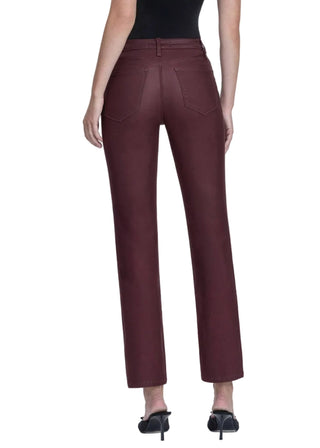 Burgundy Coated Straight Leg Jeans - Verte Boutique