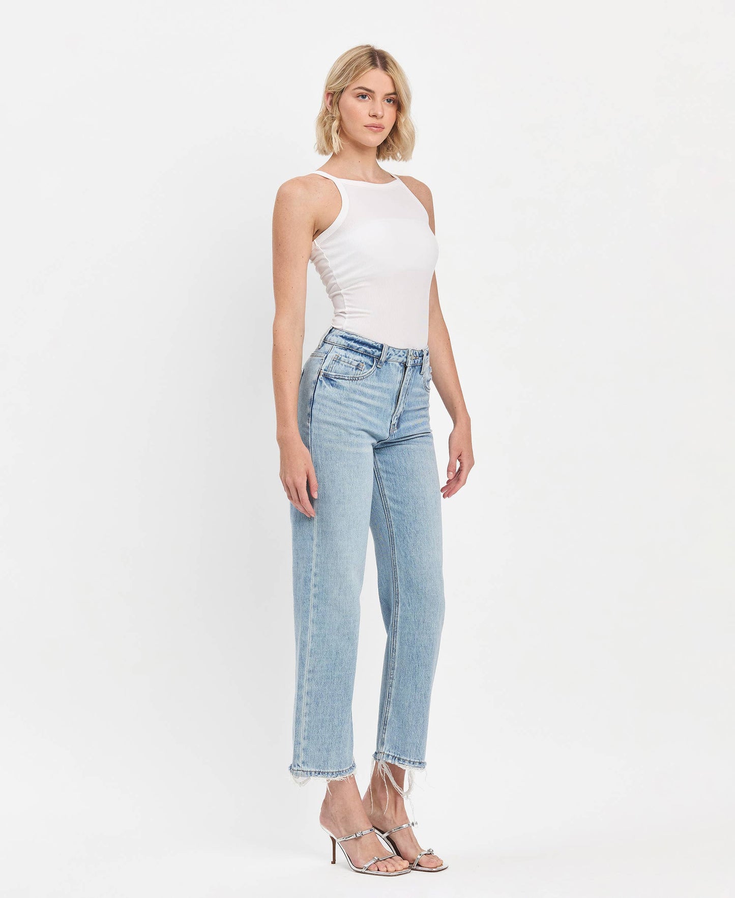 High Rise Slim Wide Jeans