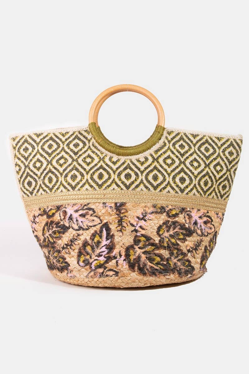 Multi Pattern Jute Tote Bag