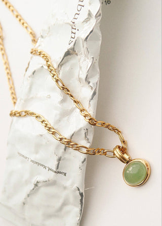 Green Stone Pendant Chain Necklace - Verte Boutique