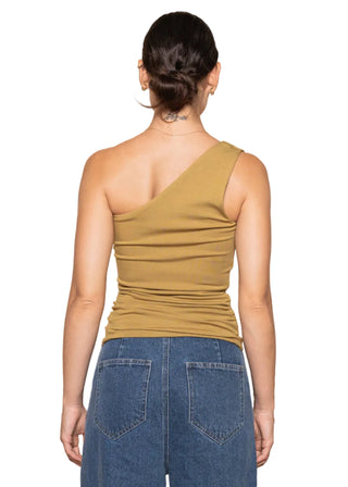 One Shoulder Cutout Top – Olive & Gold Hardware - Verte Boutique