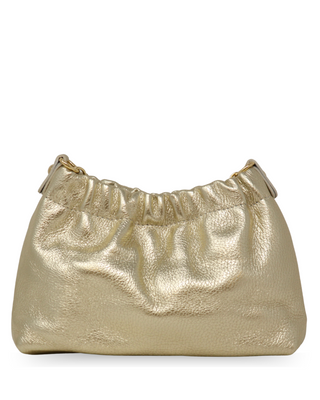 Gold handbag on a white background