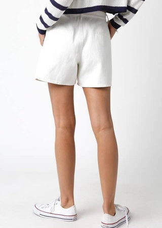 Phoebe Structured White Twill Shorts - Verte Boutique