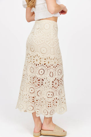 Boho Luxe Cream Crochet Maxi Skirt - Verte Boutique