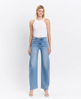 Lovervet Super High Rise Wide Barrel Stretch Jeans - Medium Light Wash - Verte Boutique