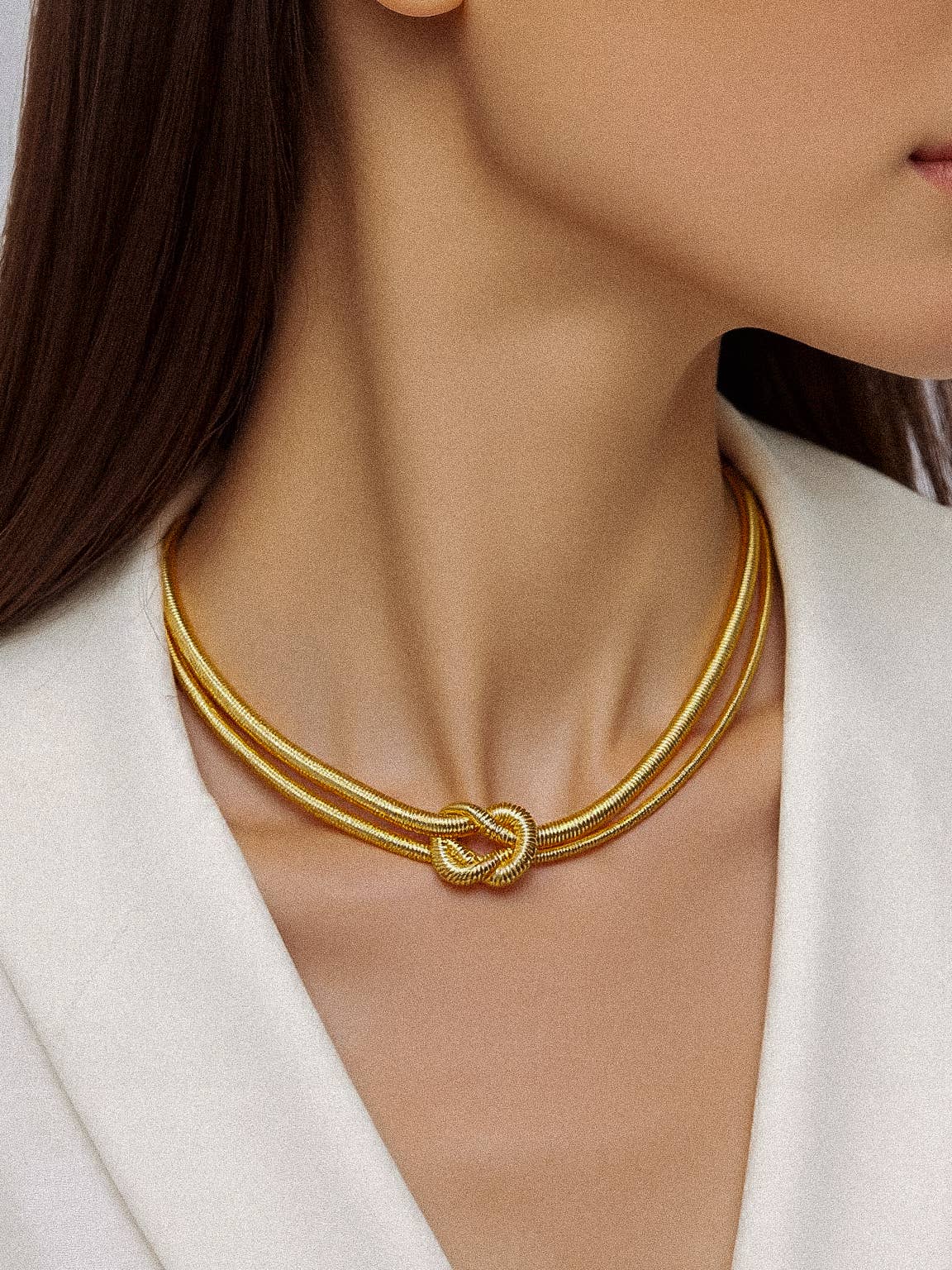 Gold Non-Tarnish Statement Knot Necklace