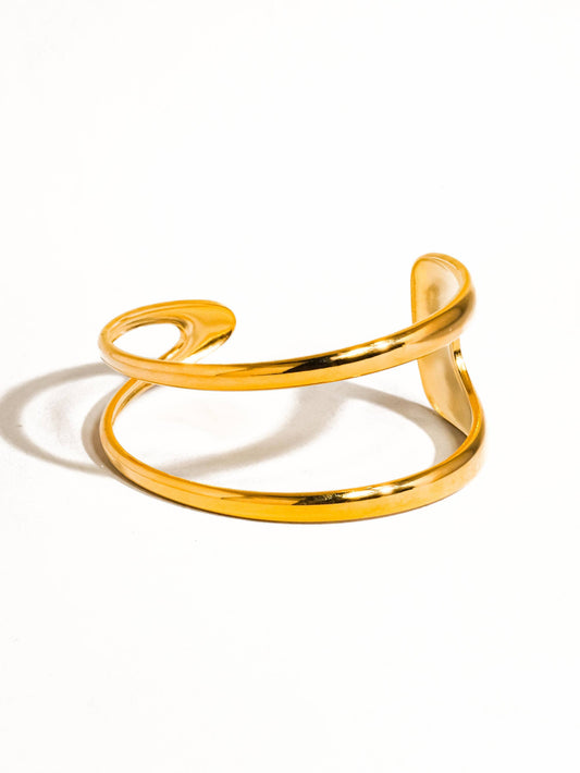 Gold Non-Tarnish Double Strap Bangle Bracelet