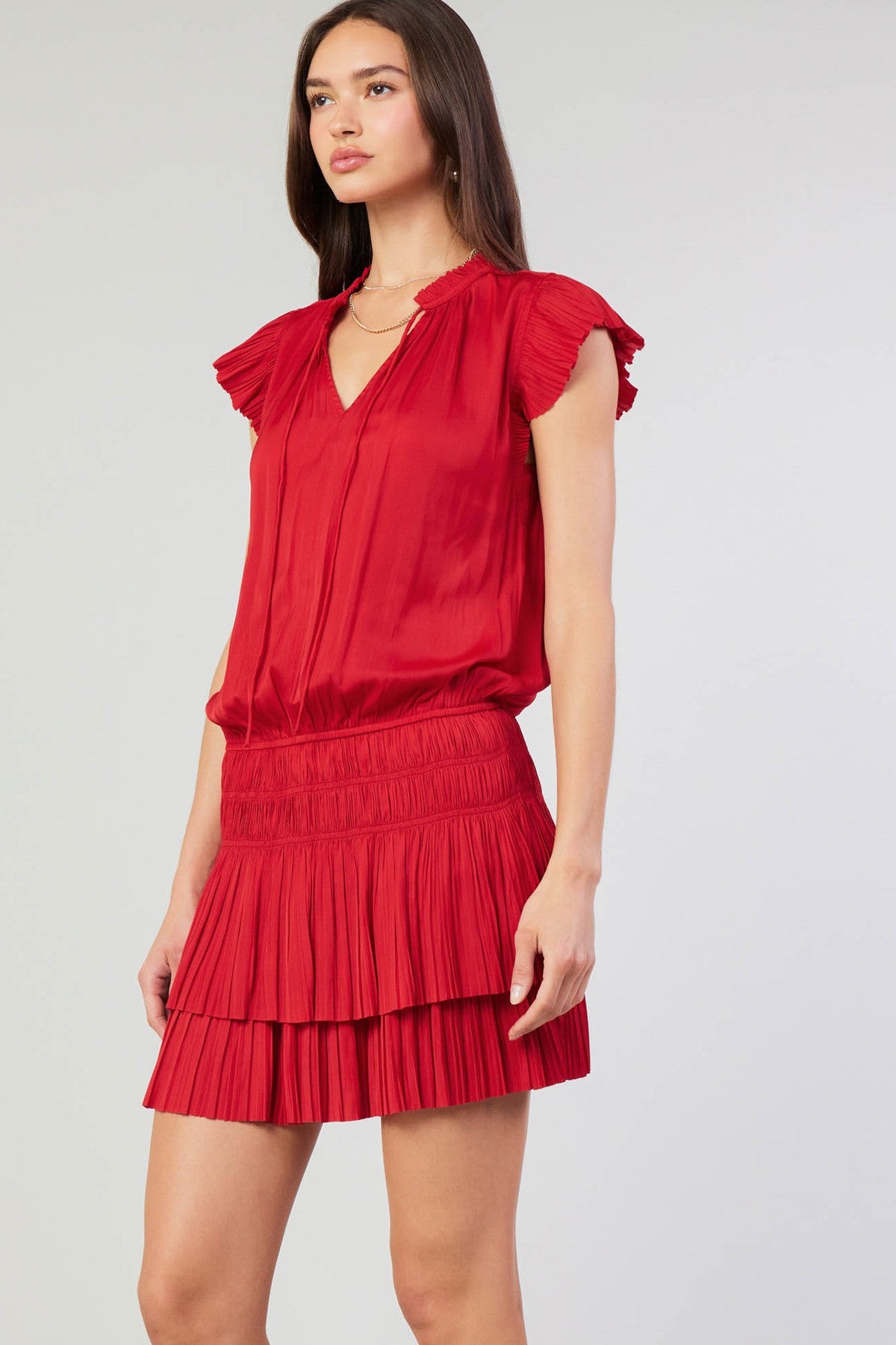 Pleated Mini Dress